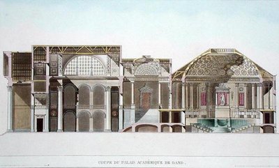 Cross Section of the Palais Academique at Ghent, from Choix des Monuments, Edifices et Maisons les plus remarquables du Royaume des Pays-Bas by Pierre Jacques after Goetghebuer